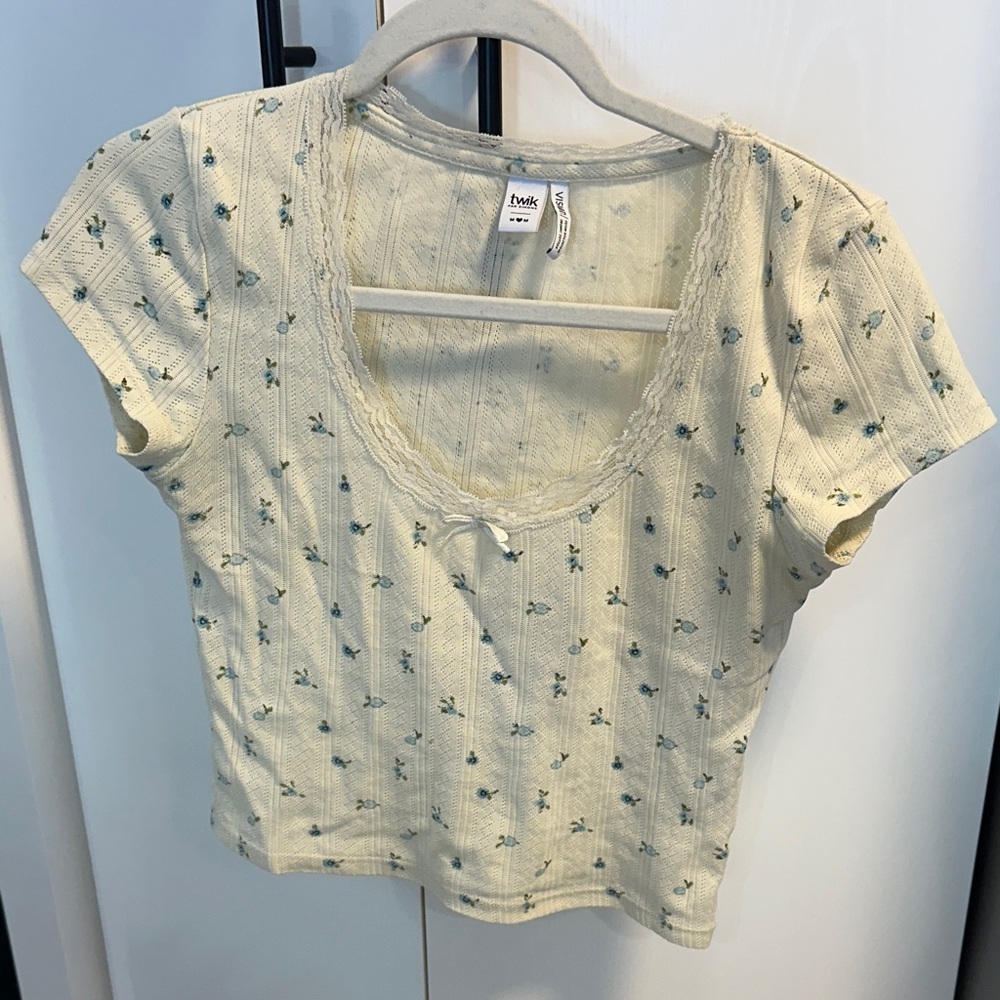 Simons Cream Floral Short Sleeve Tee